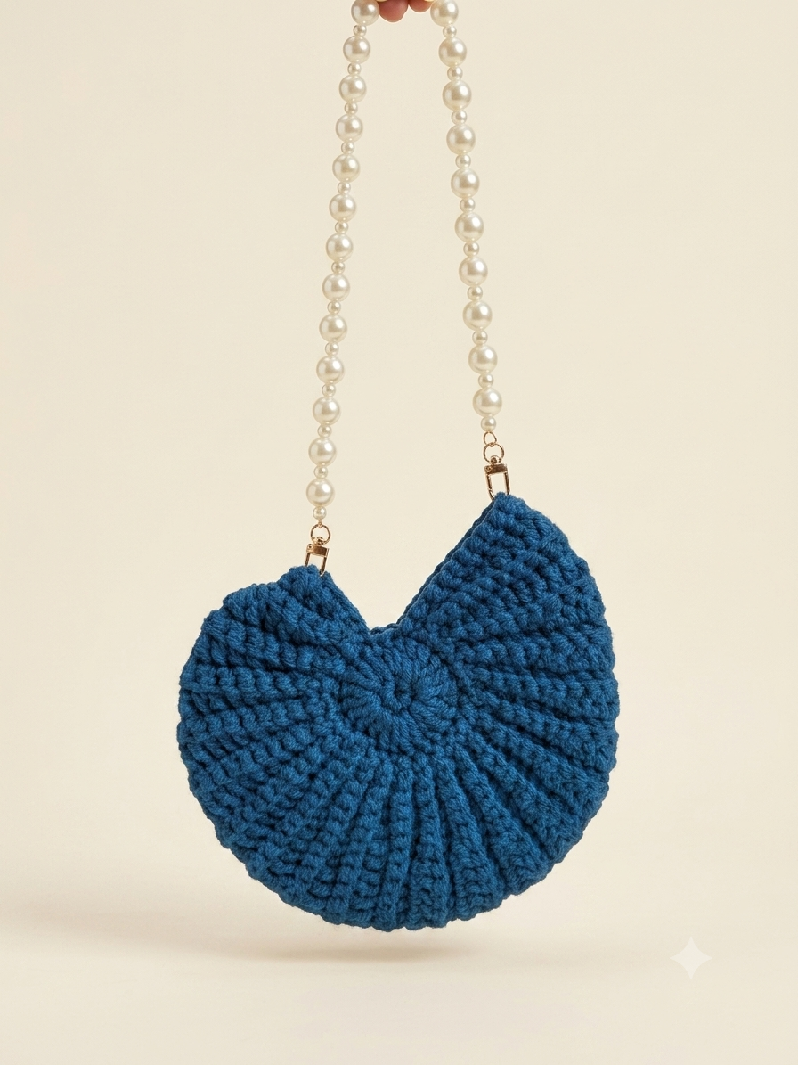 Blueberry Blue Shell Clutch Bag