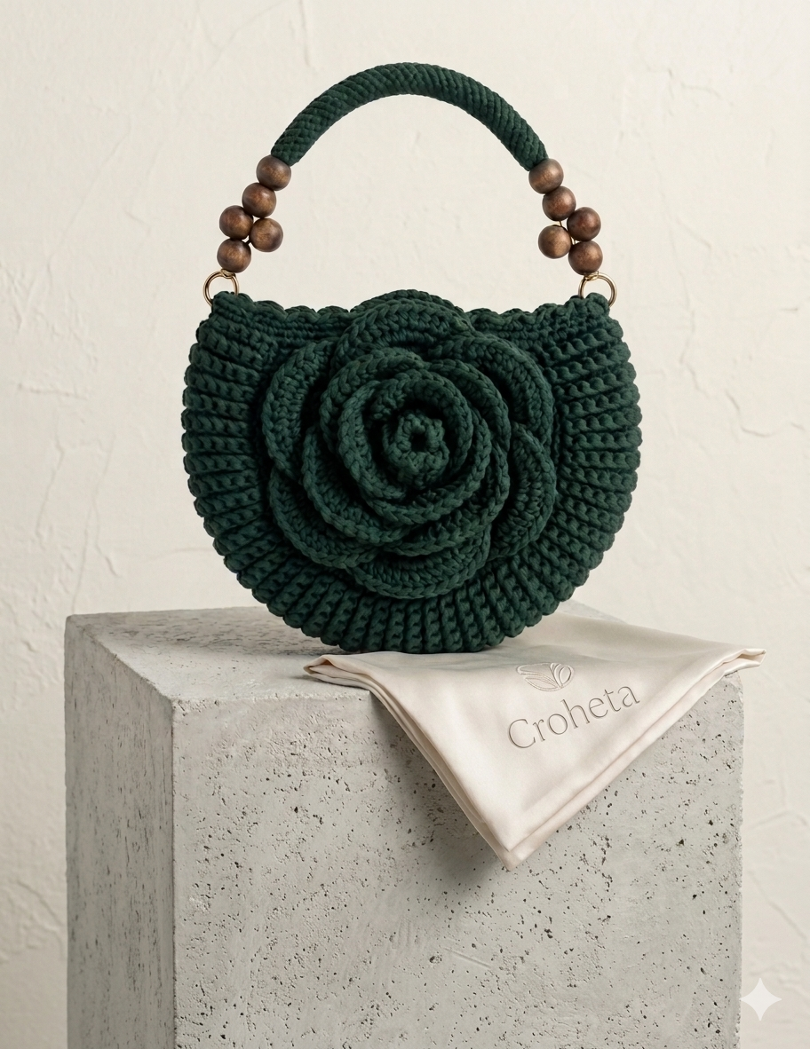 Emerald Isle Rose Crochet Clutch