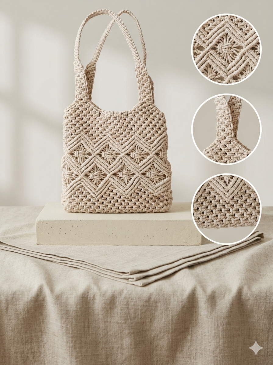 The Chevron Diamond Macramé Tote