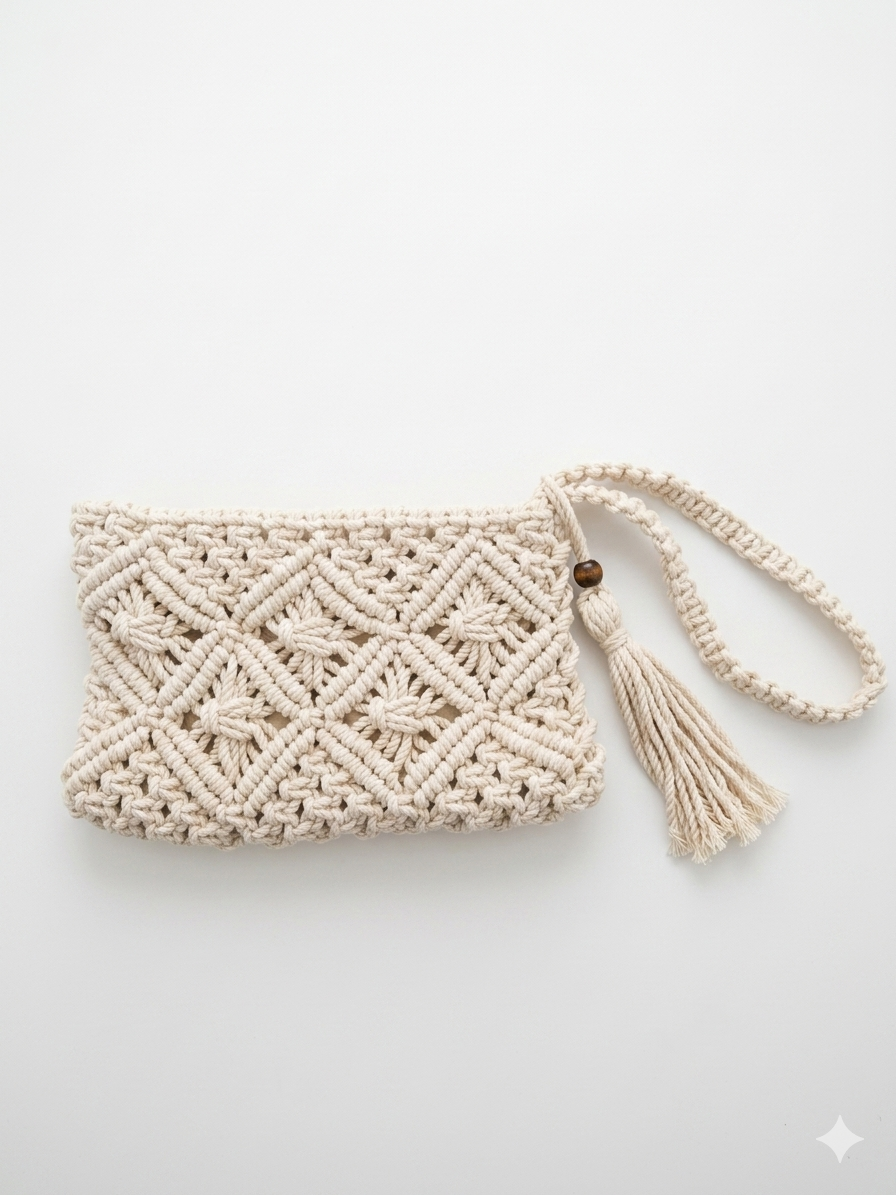 The Aurora Diamond Macrame Clutch