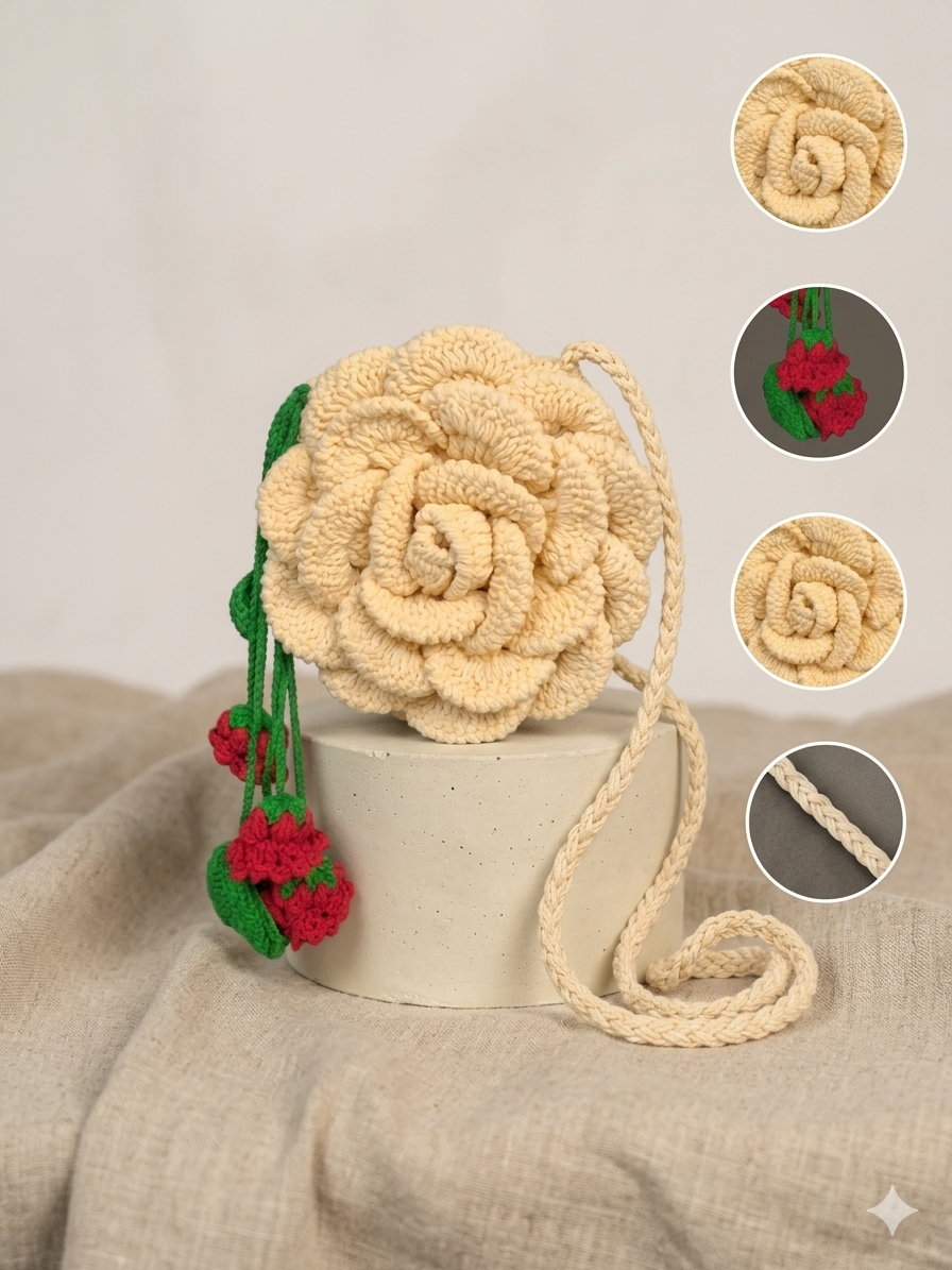 The Cream Rose Bloom Crossbody Bag