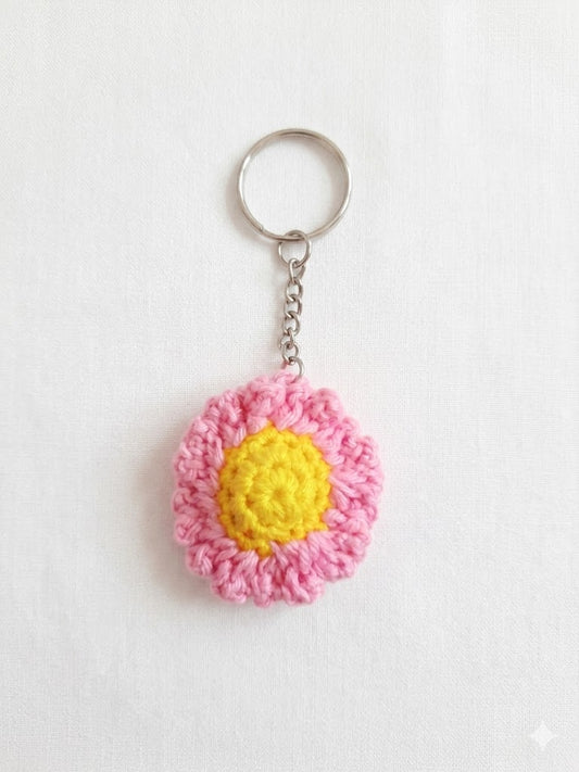 Pink Sunflower Keychain