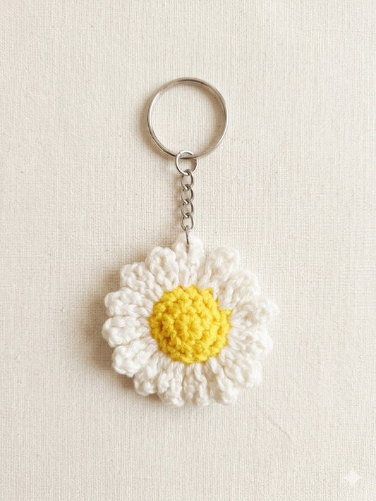White Sunflower Keychain